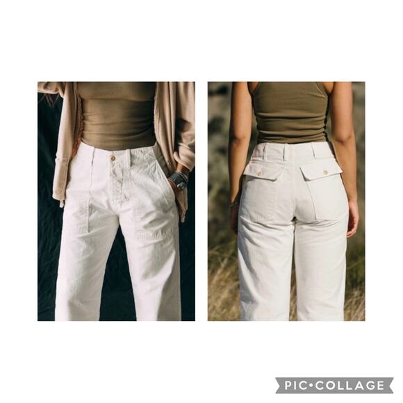 Imogene Willie Palmore Military Pants Cream Button Fly Size Medium - Picture 1 of 9